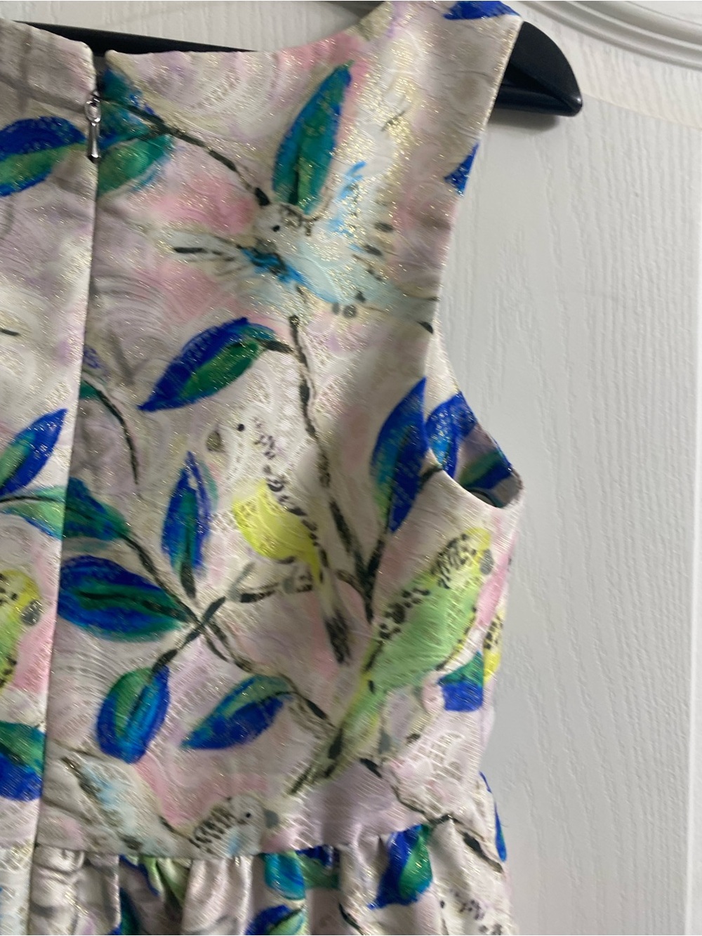 Archival Anthropologie Leifsdottir Metallic Bird Print Brocade Peplum Blouse 6 - Picture 14 of 15